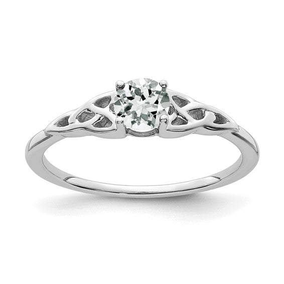 10k or 14k Gold 4.5mm Round Gemstone Celtic Knot Side Rings-RM7396-WT-W-Chris's Jewelry