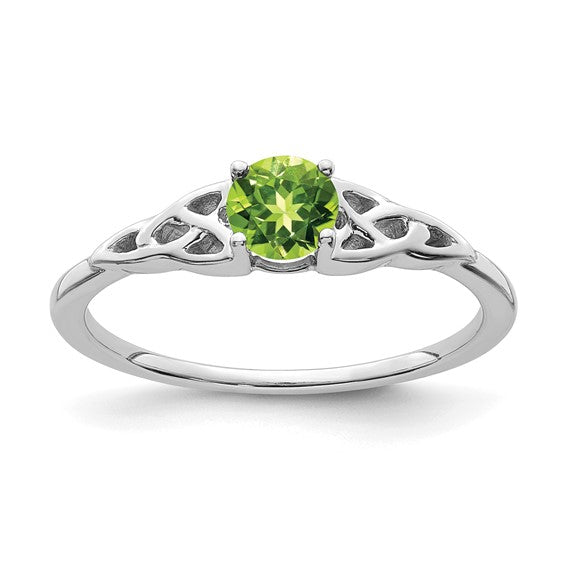 10k or 14k Gold 4.5mm Round Gemstone Celtic Knot Side Rings-RM7396-PE-W-Chris's Jewelry