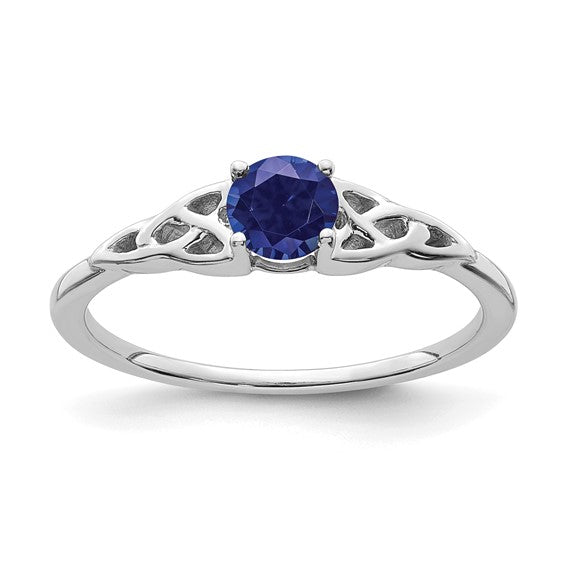 10k or 14k Gold 4.5mm Round Gemstone Celtic Knot Side Rings-RM7396-SA-W-Chris's Jewelry