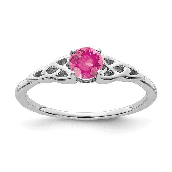 10k or 14k Gold 4.5mm Round Gemstone Celtic Knot Side Rings-RM7396-PT-W-Chris's Jewelry