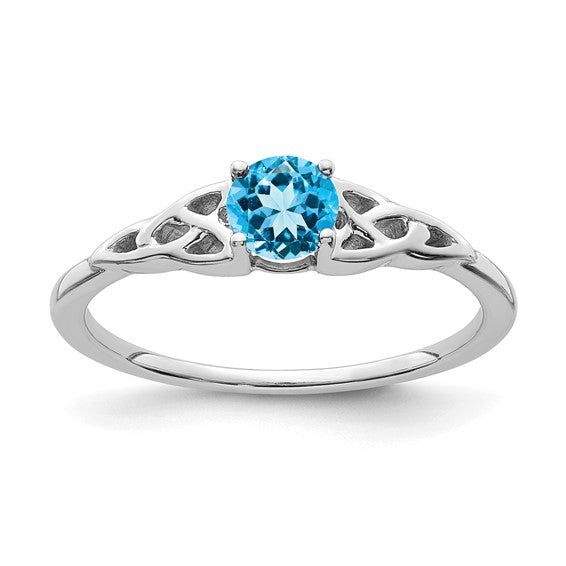10k or 14k Gold 4.5mm Round Gemstone Celtic Knot Side Rings-RM7396-BT-W-Chris's Jewelry