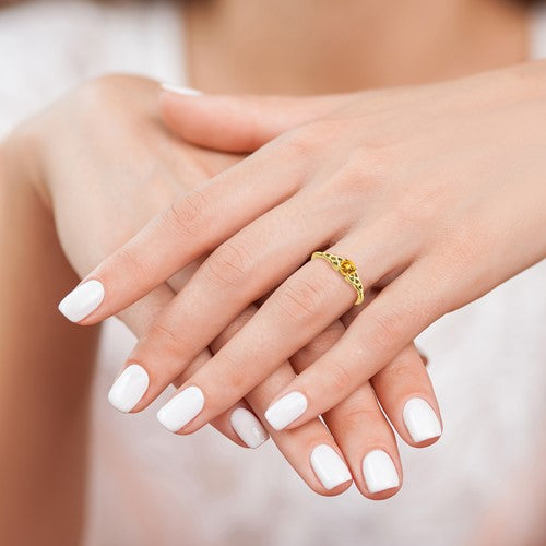 10k or 14k Gold 4.5mm Round Gemstone Celtic Knot Side Rings-Chris's Jewelry