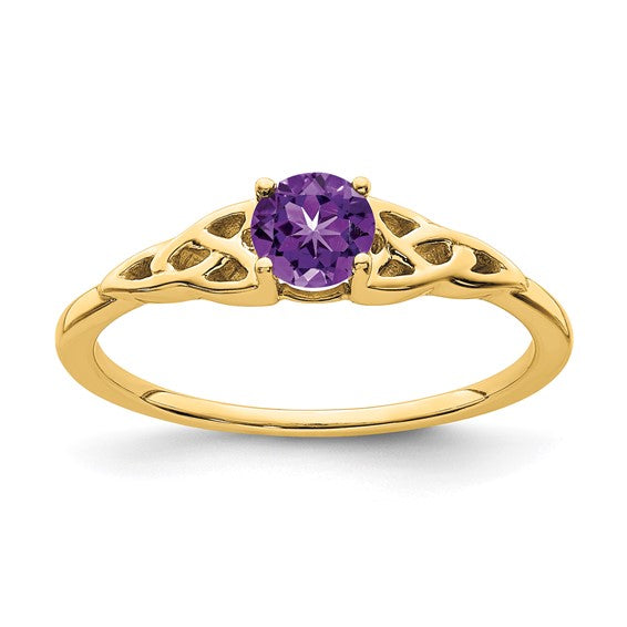 10k or 14k Gold 4.5mm Round Gemstone Celtic Knot Side Rings-RM7396-AM-1Y-Chris's Jewelry