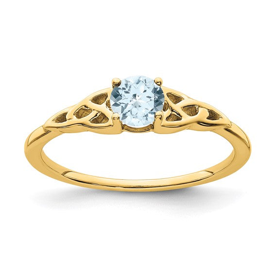 10k or 14k Gold 4.5mm Round Gemstone Celtic Knot Side Rings-RM7396-AQ-1Y-Chris's Jewelry