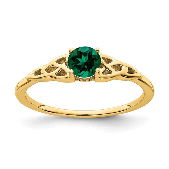 10k or 14k Gold 4.5mm Round Gemstone Celtic Knot Side Rings-RM7396-EM-1Y-Chris's Jewelry