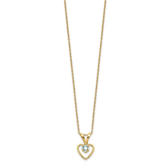 10k or 14k Gold Children's Natural Birthstone Petite Heart 15" Necklace-10GK402-15-Chris's Jewelry