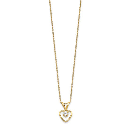 10k or 14k Gold Children's Natural Birthstone Petite Heart 15" Necklace-10GK403-15-Chris's Jewelry
