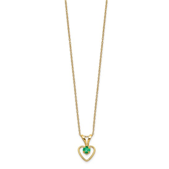 10k or 14k Gold Children's Natural Birthstone Petite Heart 15" Necklace-10GK407-15-Chris's Jewelry
