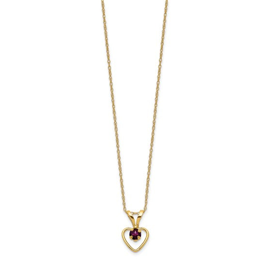 10k or 14k Gold Children's Natural Birthstone Petite Heart 15" Necklace-10GK408-15-Chris's Jewelry
