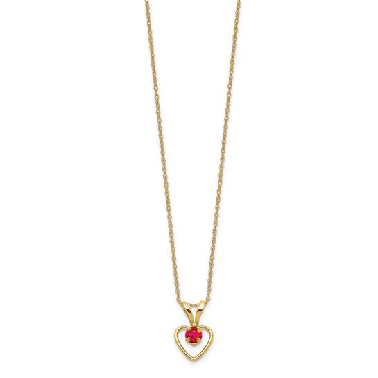 10k or 14k Gold Children's Natural Birthstone Petite Heart 15" Necklace-10GK409-15-Chris's Jewelry