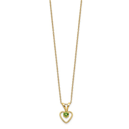 10k or 14k Gold Children's Natural Birthstone Petite Heart 15" Necklace-10GK410-15-Chris's Jewelry
