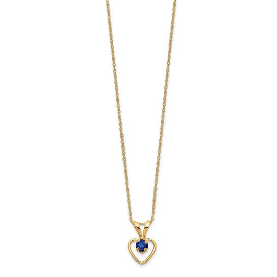 10k or 14k Gold Children's Natural Birthstone Petite Heart 15" Necklace-10GK411-15-Chris's Jewelry