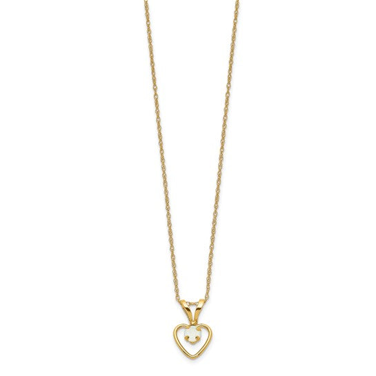 10k or 14k Gold Children's Natural Birthstone Petite Heart 15" Necklace-10GK412-15-Chris's Jewelry