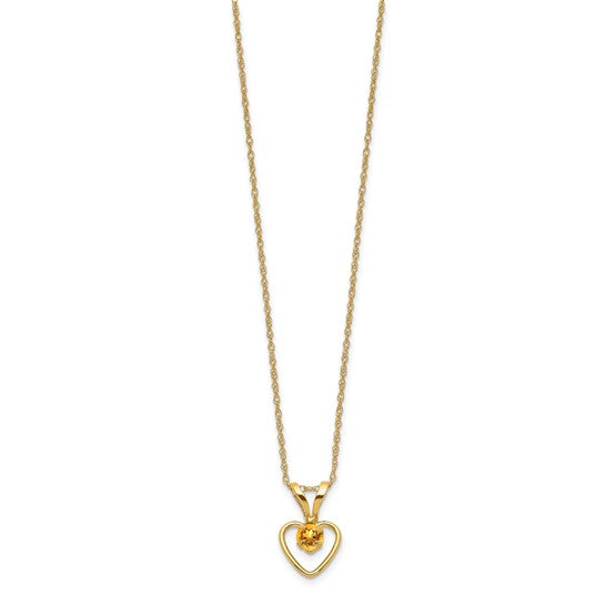 10k or 14k Gold Children's Natural Birthstone Petite Heart 15" Necklace-10GK413-15-Chris's Jewelry