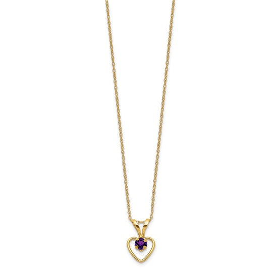 10k or 14k Gold Children's Natural Birthstone Petite Heart 15" Necklace-10GK401-15-Chris's Jewelry