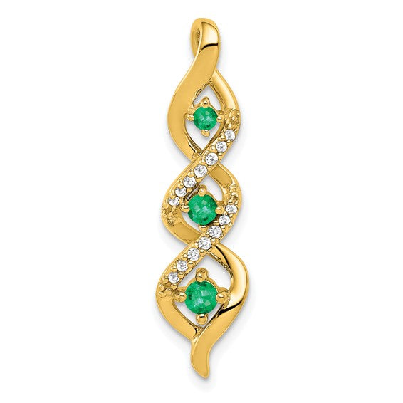 10k or 14k Gold Diamond & Gemstone Chain Slide Pendants-PM5264-EM-008-YA-Chris's Jewelry