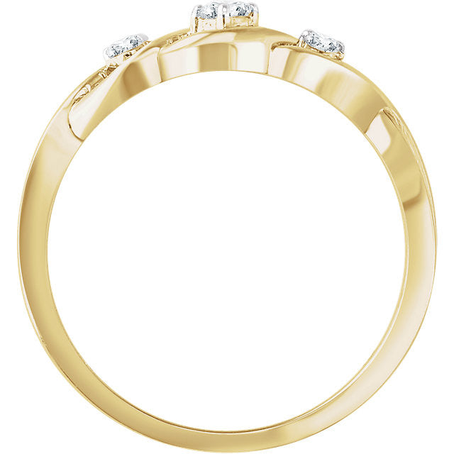 14K Gold 3-Stone .08 CTW Diamond Freeform Ring - White or Yellow Gold-Chris's Jewelry