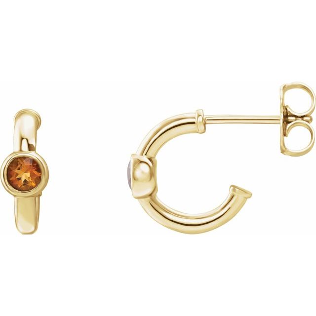 14K Gold 3mm Gemstone Huggie 11mm Hoop Earrings-86492:60031:P-Chris's Jewelry
