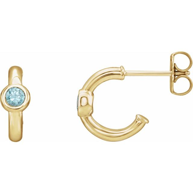 14K Gold 3mm Gemstone Huggie 11mm Hoop Earrings-86492:60032:P-Chris's Jewelry