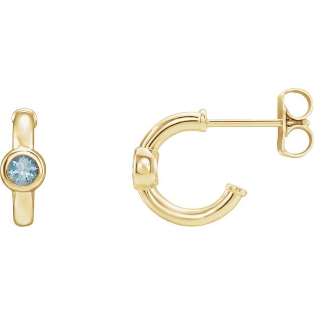 14K Gold 3mm Gemstone Huggie 11mm Hoop Earrings-86492:60019:P-Chris's Jewelry