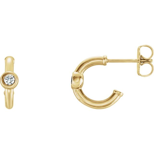 14K Gold 3mm Gemstone Huggie 11mm Hoop Earrings-86492:60020:P-Chris's Jewelry