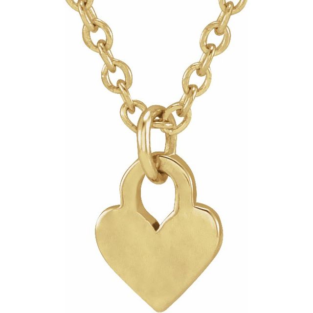 14K Gold Engravable Heart 16-18" Necklace-88092:101:P-Chris's Jewelry