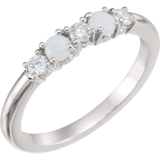 14k Gold 8mm Round Genuine Australian Opal & .05 CTW Diamond Halo Ring 14k Gold 8mm Round Genuine Australian Opal & .05 CTW Diamond Halo Ring