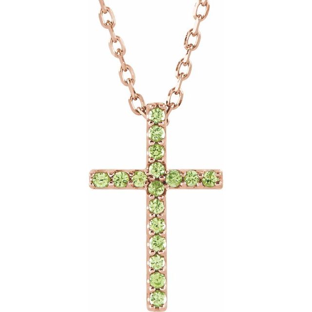 14K Gold Genuine Gemstone Petite Cross 16" Necklaces-R42147:60012:P-Chris's Jewelry