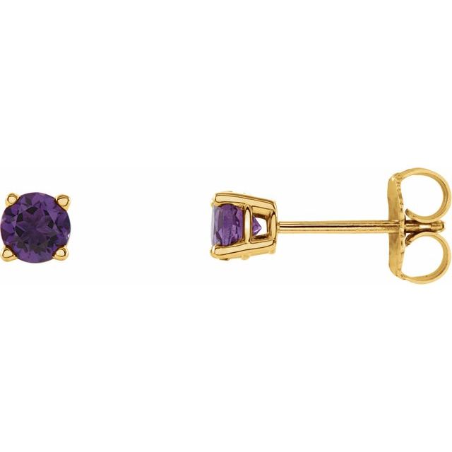 14K Gold Round Gemstone Earrings-1874:70033:P-Chris's Jewelry