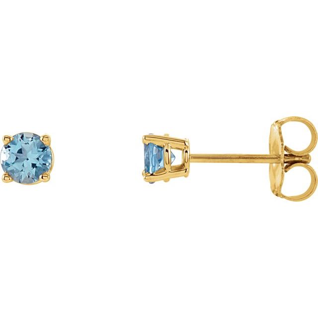 14K Gold Round Gemstone Earrings-1874:70034:P-Chris's Jewelry