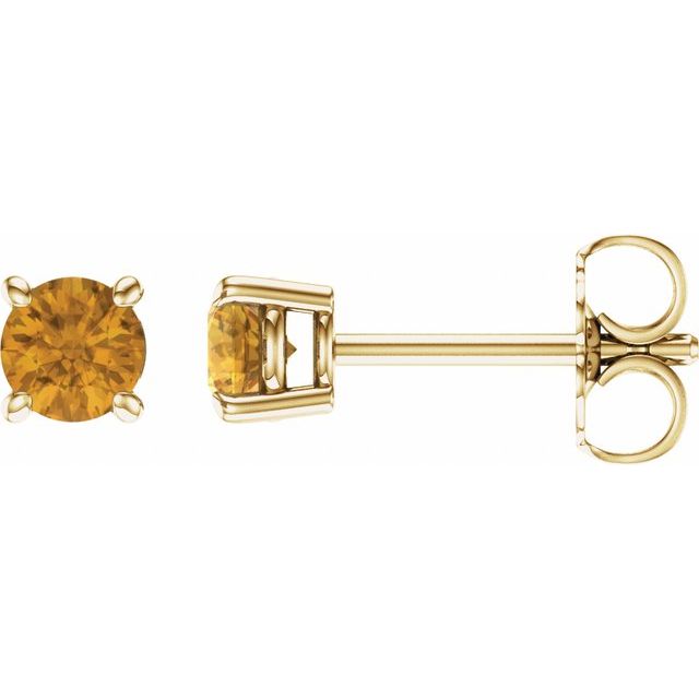 14K Gold Round Gemstone Earrings-1874:70147:P-Chris's Jewelry