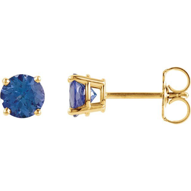 14K Gold Round Gemstone Earrings-1874:70115:P-Chris's Jewelry