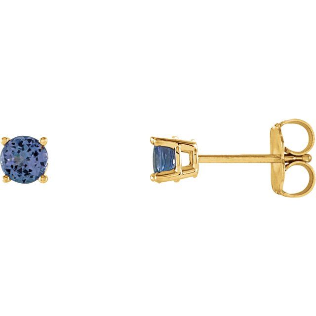 14K Gold Round Gemstone Earrings-1874:70115:P-Chris's Jewelry