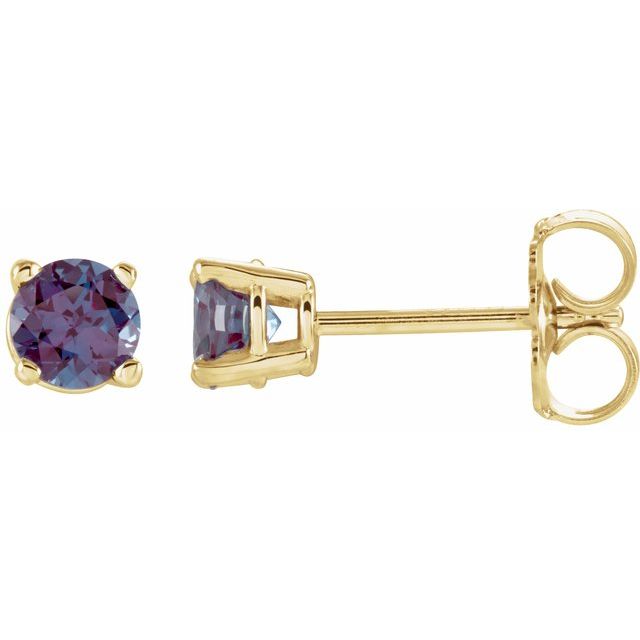14K Gold Round Gemstone Earrings-1874:70135:P-Chris's Jewelry