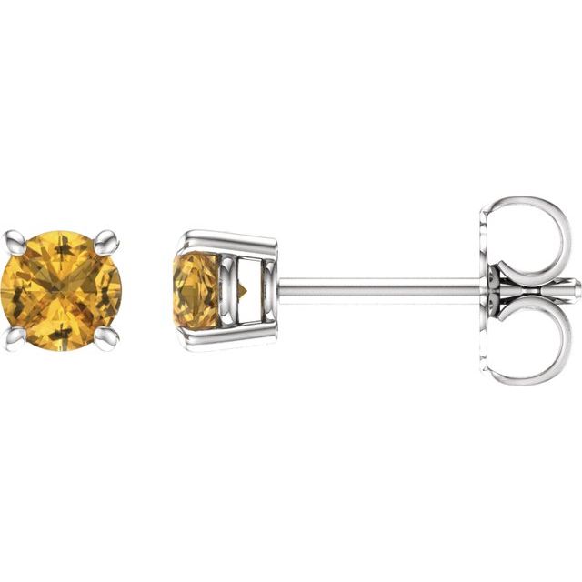 14K Gold Round Gemstone Earrings-Chris's Jewelry