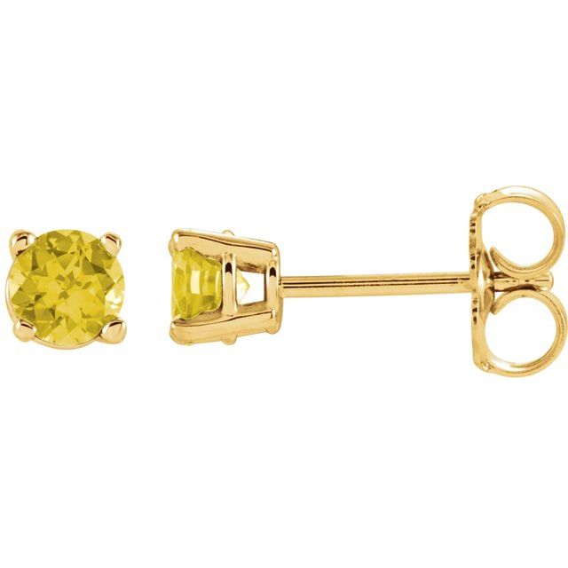 14K Gold Round Gemstone Earrings-1874:70024:P-Chris's Jewelry