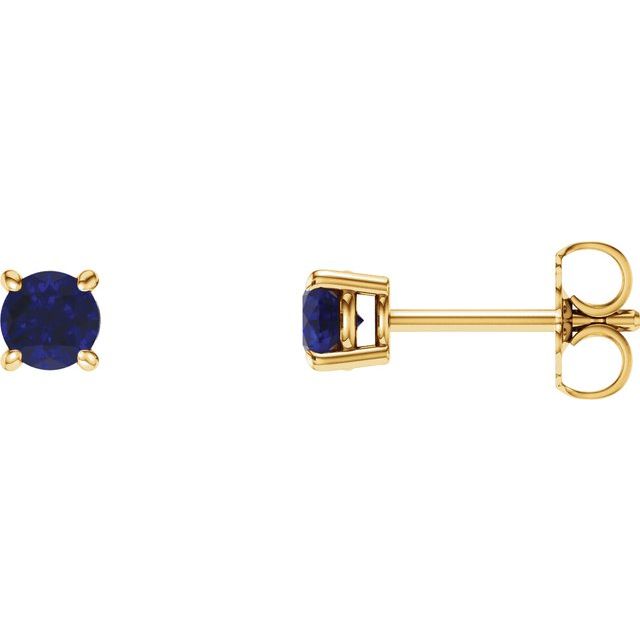 14K Gold Round Gemstone Earrings-1874:70036:P-Chris's Jewelry