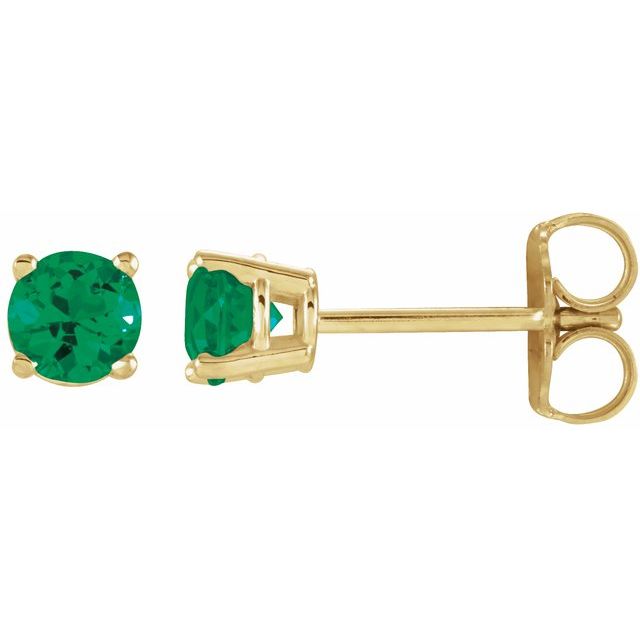 14K Gold Round Gemstone Earrings-1874:70036:P-Chris's Jewelry