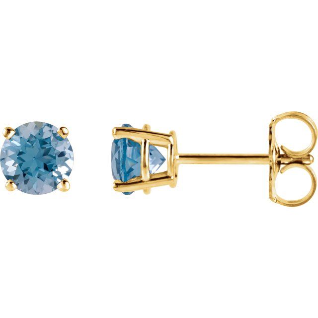 14K Gold Round Gemstone Earrings-1874:70105:P-Chris's Jewelry