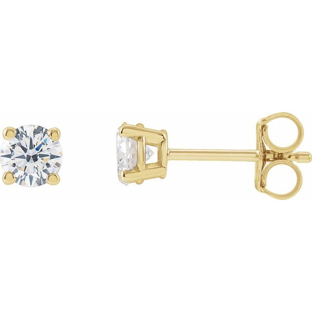 14K Gold Round Gemstone Earrings-652480:LG624:P-Chris's Jewelry