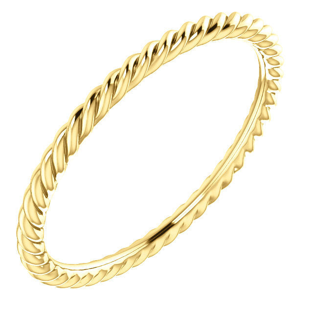 14K Gold Skinny 1.3mm Rope Band - White, Rose or Yellow Gold-51695-Chris's Jewelry