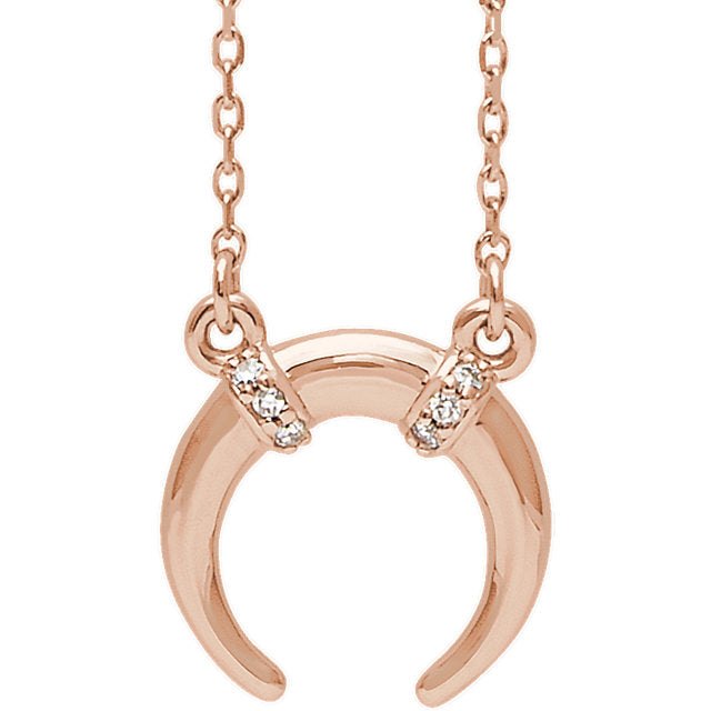 14K Gold .03 CTW Diamond Crescent Necklace - Yellow, Rose or White Gold-86624:602:P-Chris's Jewelry