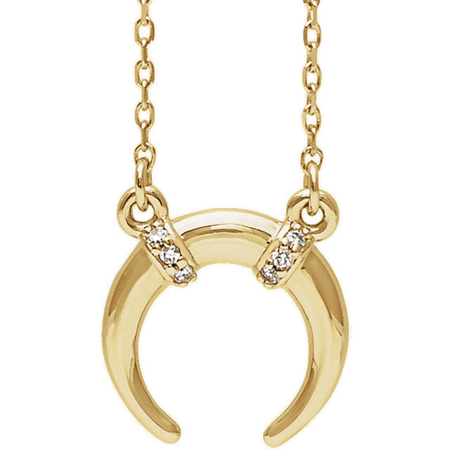 14K Gold .03 CTW Diamond Crescent Necklace - Yellow, Rose or White Gold-86624:601:P-Chris's Jewelry