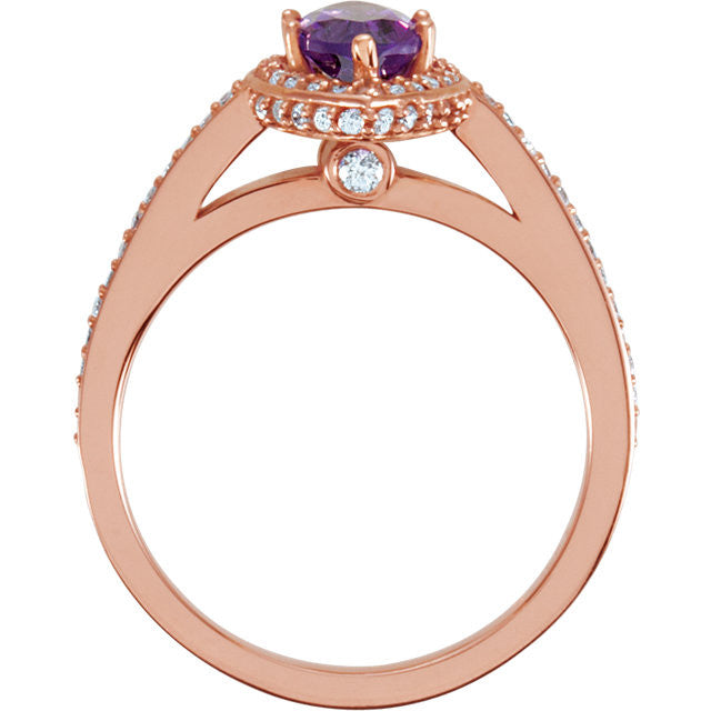 14K Rose Gold Marquise Amethyst & 1/3 CTW Diamond Ring-67789:127:P-Chris's Jewelry