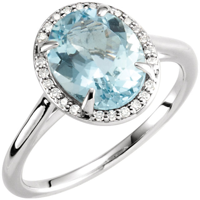 14K White Gold 10x8mm Oval Aquamarine & .06 CTW Diamond Halo Ring-71634:105:P-Chris's Jewelry