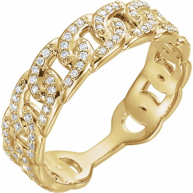 14K Yellow Gold 1/4 CTW Diamond Stackable Chain Link Ring-123098:601:P-Chris's Jewelry