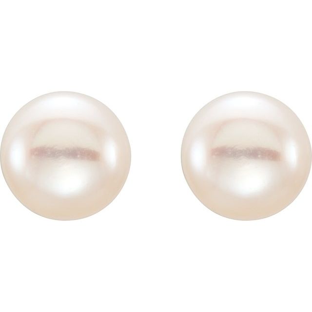 14K Yellow Gold 5-6 mm Cultured White Freshwater Pearl Earrings-651659:100:P-Chris's Jewelry