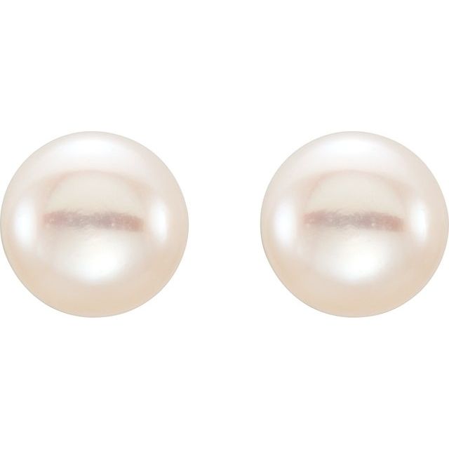 14K Yellow Gold 5-6 mm Cultured White Freshwater Pearl Earrings