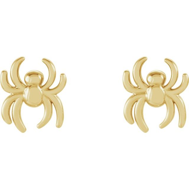 14K Yellow Gold 6.3x5.6 mm Spider Earrings-28599:102:P-Chris's Jewelry