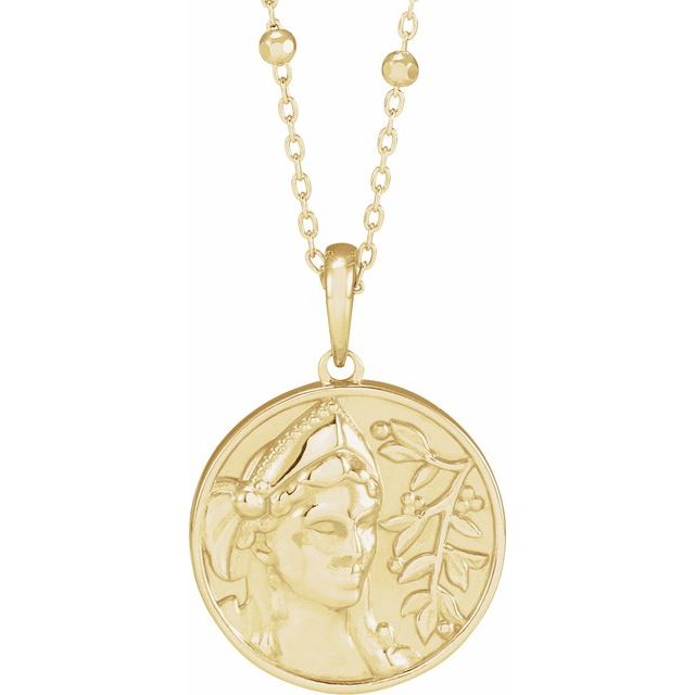 14K Yellow Gold Athena Coin 18" Necklace-88045:106:P-Chris's Jewelry